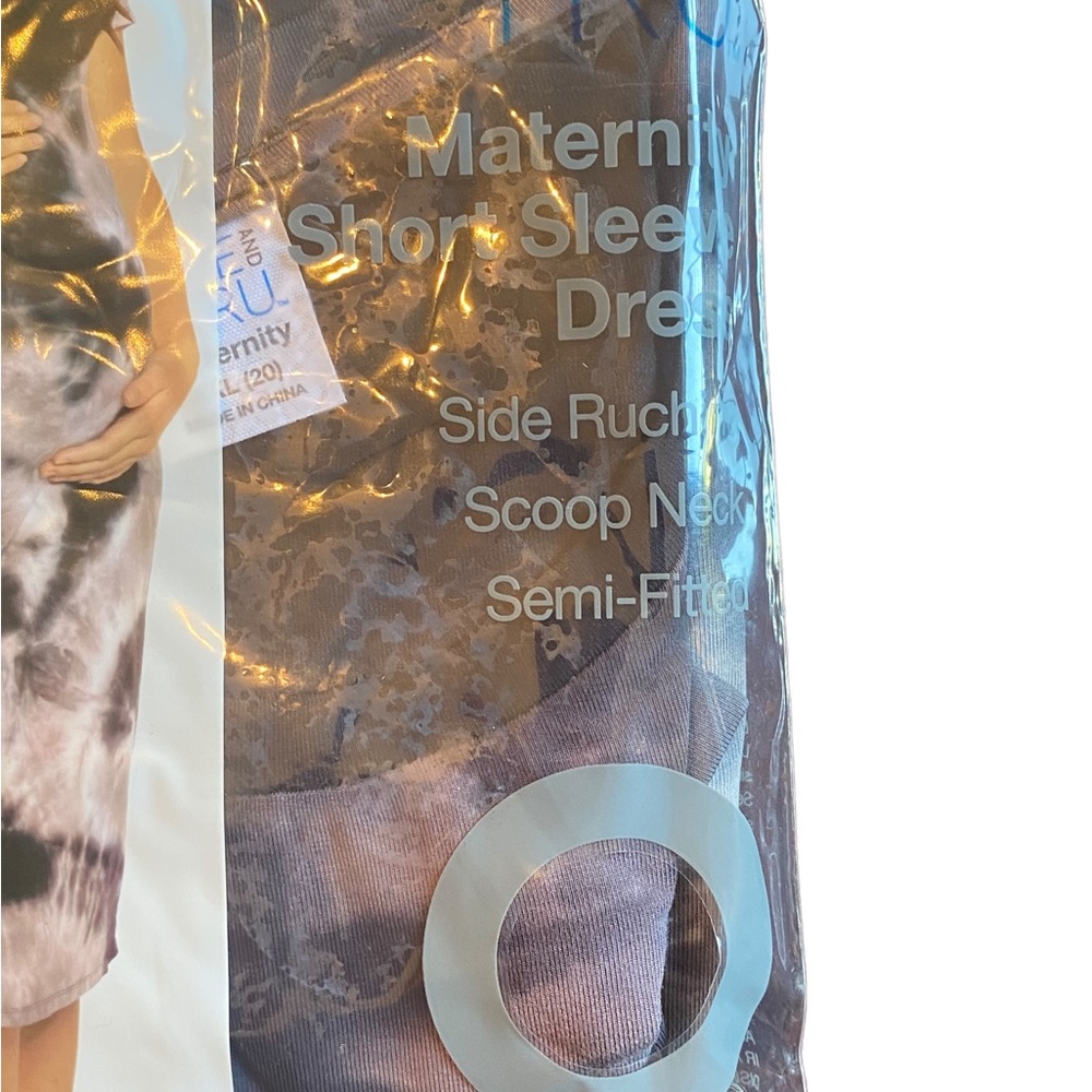 Time & Tru Maternity Short Sleeve Tie Dye Dress - Picture 3 of 5